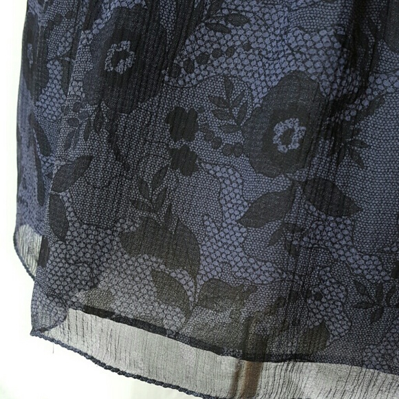 Express black plum silk floral lace top - Picture 6 of 8